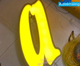 Chữ Inox lọng viền led sáng mặt mica